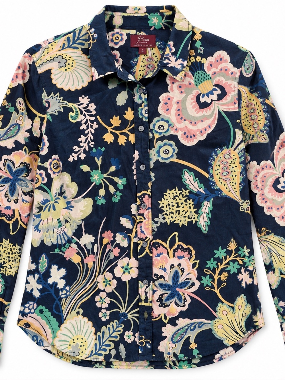 J.Crew Button Down Shirt Womens 14 Navy Liberty London Floral Excellent Cotton